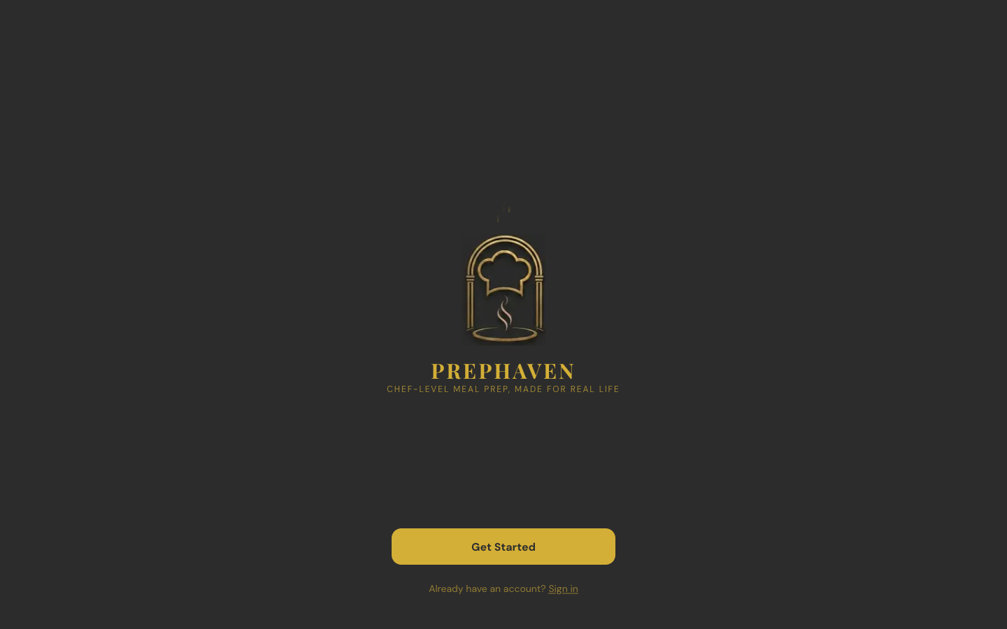 PrepHaven landing — real product UI